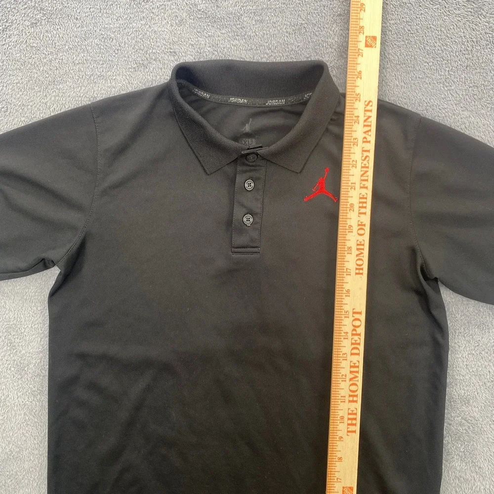Jordan Polo Shirt Youth XL Black Red Jumpman Logo Dri-FIT Short Sleeve Top